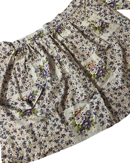 Vintage Handmade purple flower cotton apron OSFA