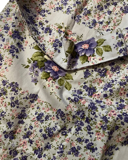 Vintage Handmade purple flower cotton apron OSFA