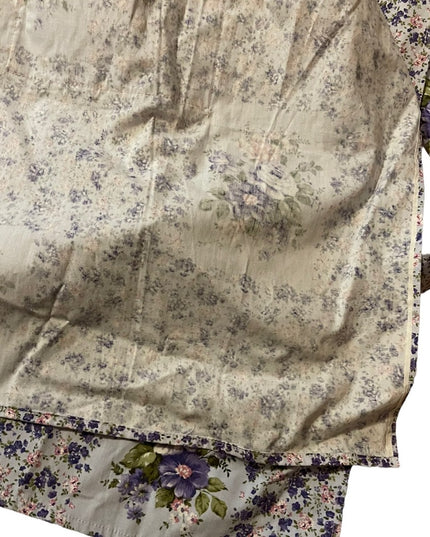 Vintage Handmade purple flower cotton apron OSFA