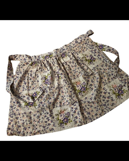 Vintage Handmade purple flower cotton apron OSFA