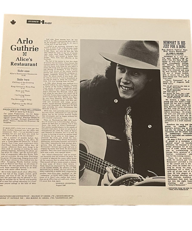 Vintage Arli Gutherie Alices restraunt Album LP Recird Vinyl