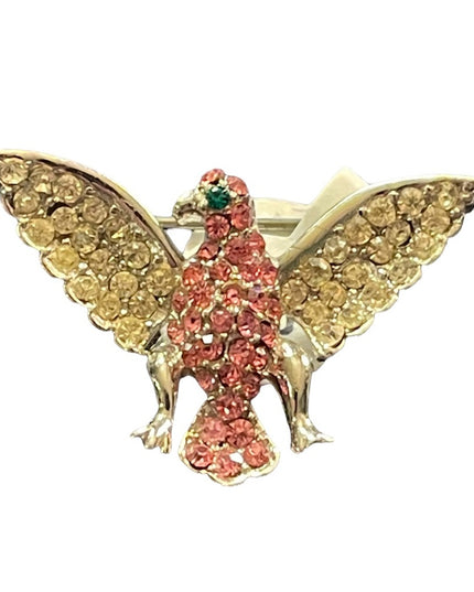 Silver finish swarovski crystal eagle brooch