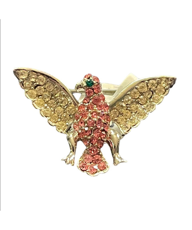 Silver finish swarovski crystal eagle brooch