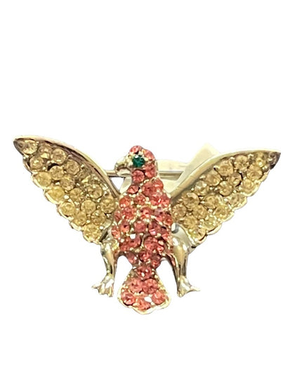 Silver finish swarovski crystal eagle brooch