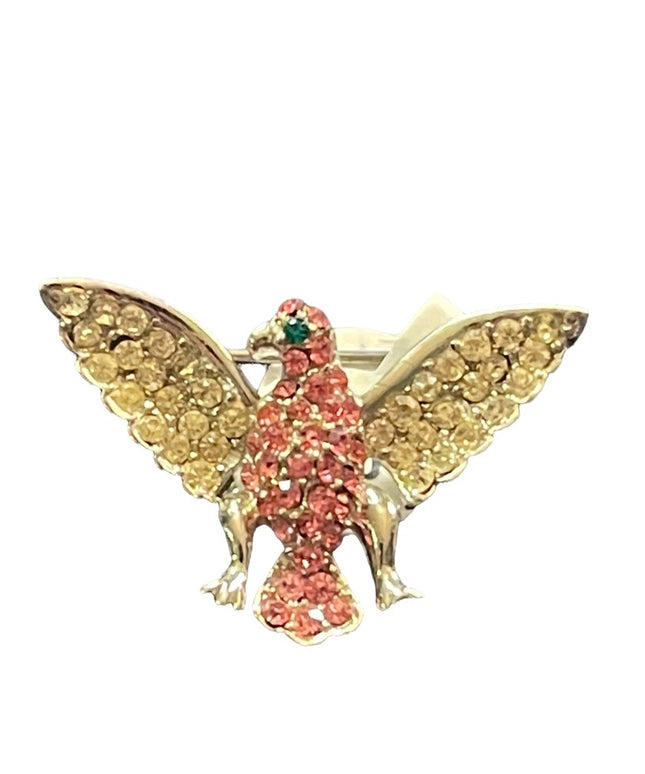 Silver finish swarovski crystal eagle brooch