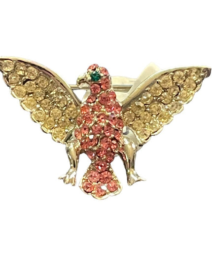 Silver finish swarovski crystal eagle brooch