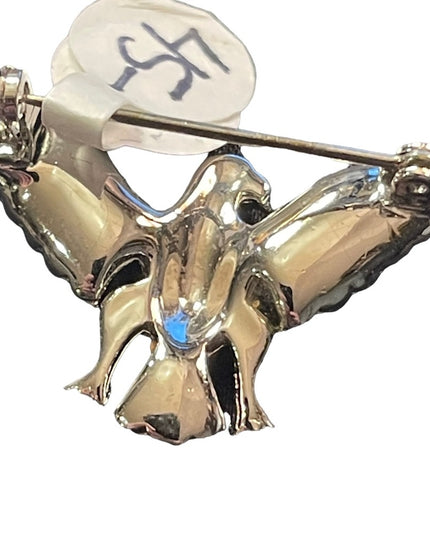 Silver finish swarovski crystal eagle brooch