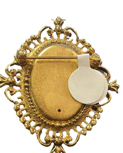 Vintage Avon Perfume resin cameo brooch opens for locket or perfume