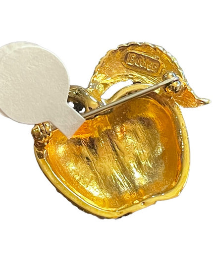 Vintage gold finish Butler Crystal Apple brooch Sparkle