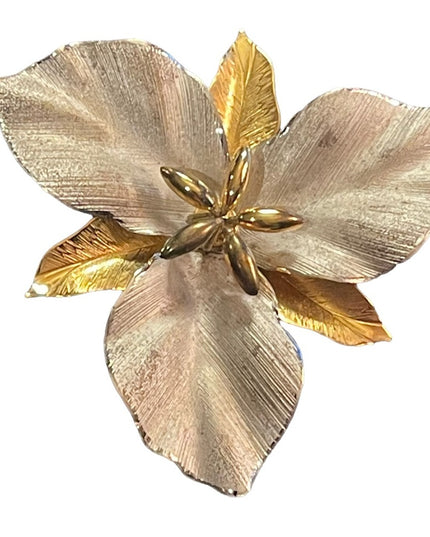 Vintage 1960s Boyd Bond 925 Sterling silver gold P Trillium flower brooch