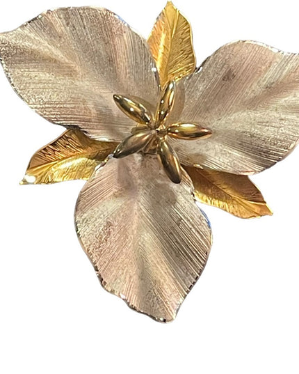 Vintage 1960s Boyd Bond 925 Sterling silver gold P Trillium flower brooch