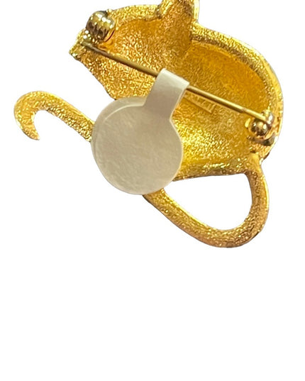 Vintage 1980s Sparkle D orlan Mouse brooch gold finish