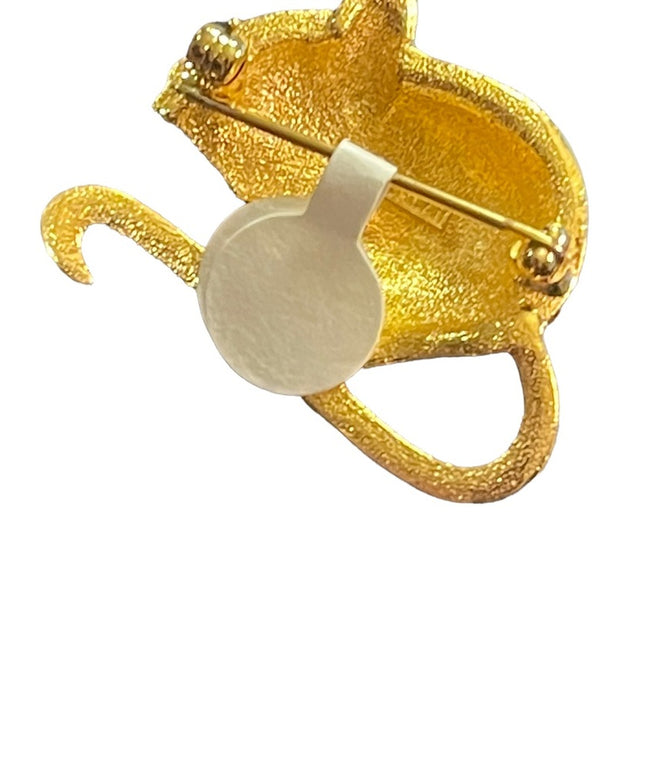 Vintage 1980s Sparkle D orlan Mouse brooch gold finish