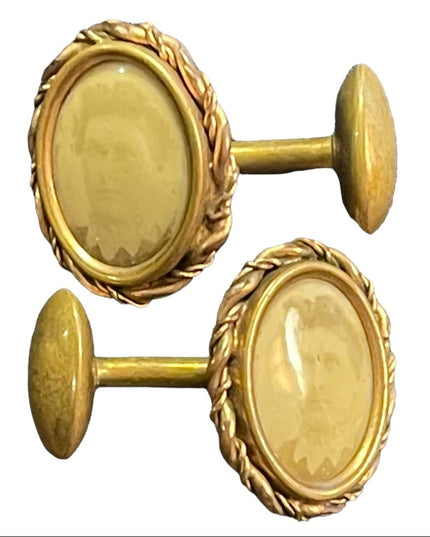 Antique 1890s Victorian Locket brass cufflinks photos mourning