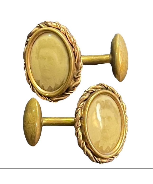 Antique 1890s Victorian Locket brass cufflinks photos mourning