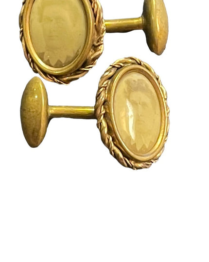 Antique 1890s Victorian Locket brass cufflinks photos mourning