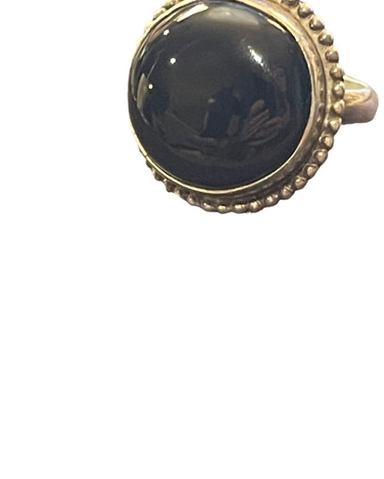 Sterling silver 925 Round black onyx large statement ring