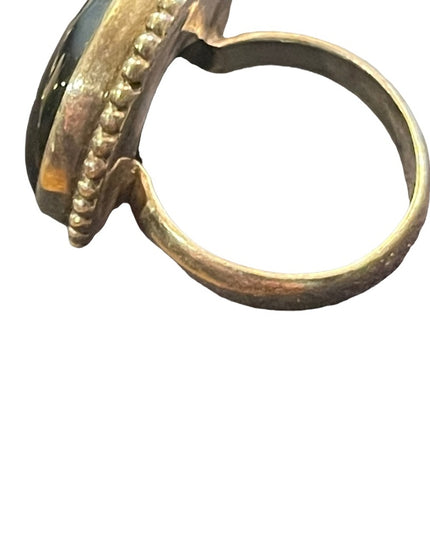 Sterling silver 925 Round black onyx large statement ring