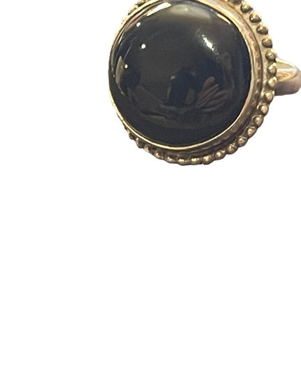 Sterling silver 925 Round black onyx large statement ring
