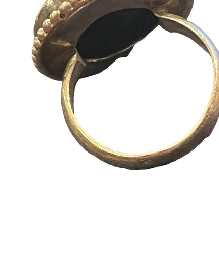 Sterling silver 925 Round black onyx large statement ring