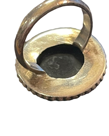 Sterling silver 925 Round black onyx large statement ring