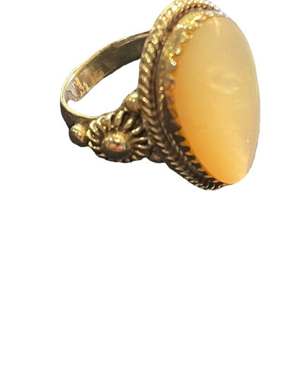 Vintage mother of pearl ornate sterling silver large statement ring 925