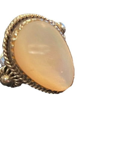 Vintage mother of pearl ornate sterling silver large statement ring 925