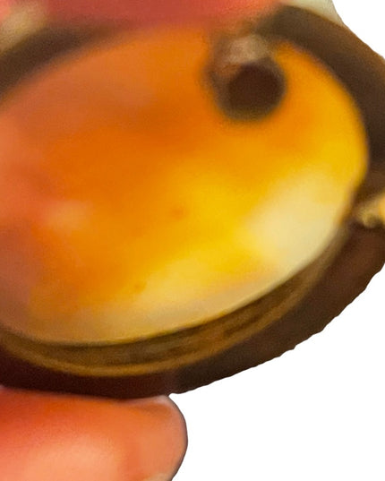 Vintage 1940s Carved shell Cameo pendant brooch GF Sterling?