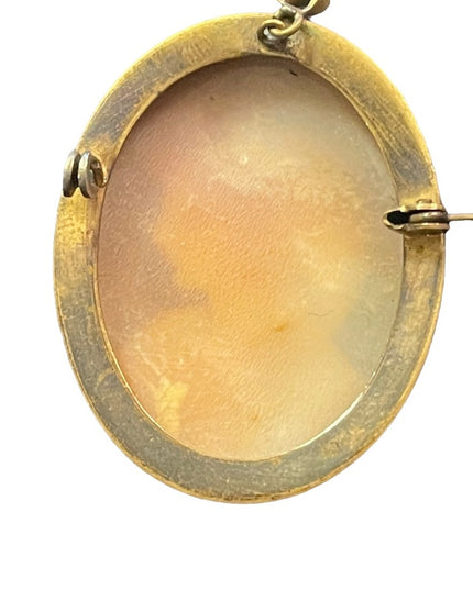 Vintage 1940s Carved shell Cameo pendant brooch GF Sterling?