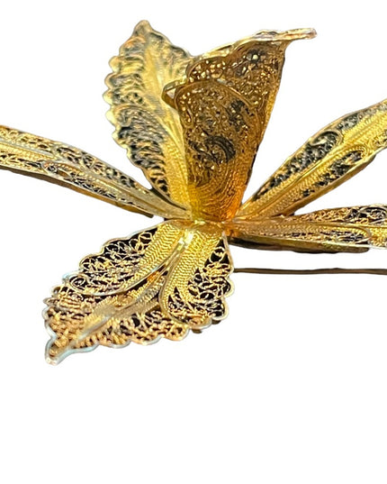 Antique GF Silver Ornate filagree flower brooch 3d Lovely’