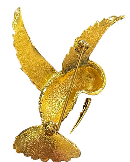 Vintage D orlan Bird of Paradise enameled crystal brooch