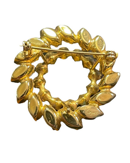 Vintage 1960s Keyes Crystal AB gold finish brooch