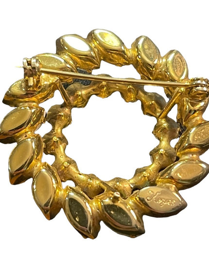 Vintage 1960s Keyes Crystal AB gold finish brooch