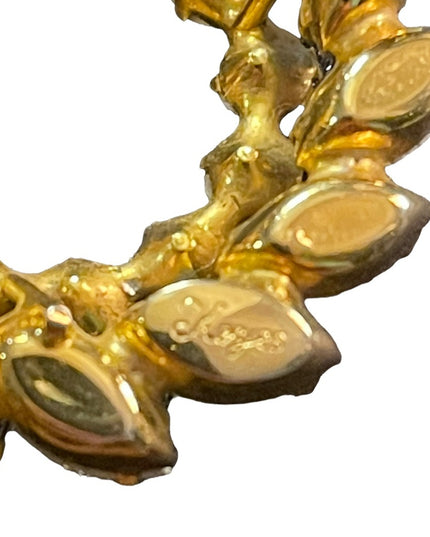 Vintage 1960s Keyes Crystal AB gold finish brooch