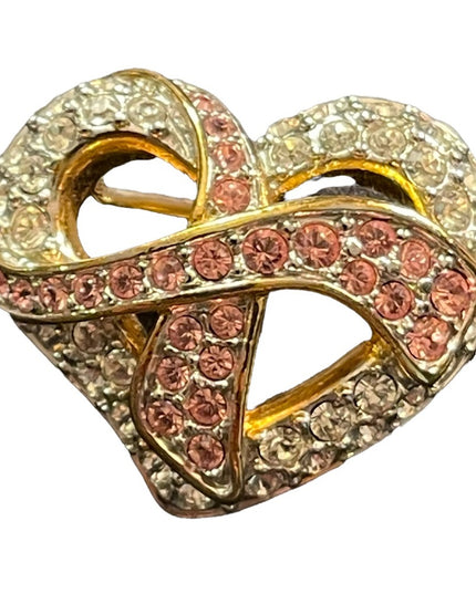 Authentic Swarovski crystal sparkle heart brooch marked swan
