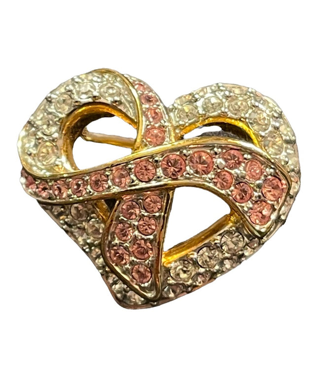 Authentic Swarovski crystal sparkle heart brooch marked swan