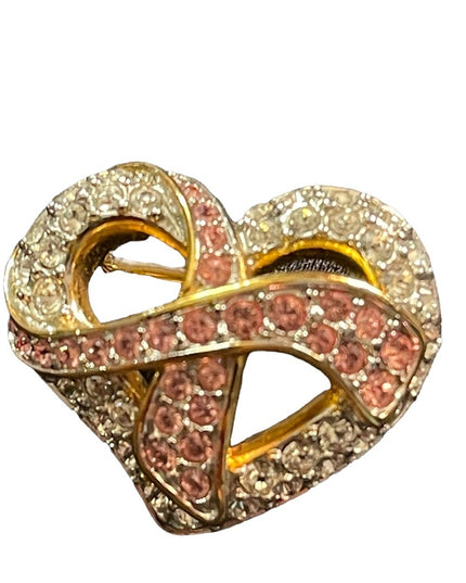Authentic Swarovski crystal sparkle heart brooch marked swan