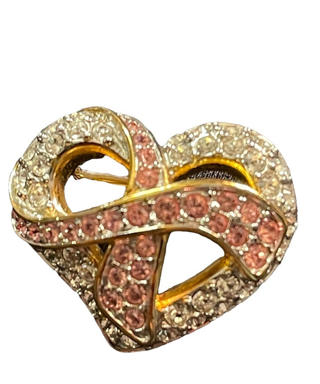 Authentic Swarovski crystal sparkle heart brooch marked swan