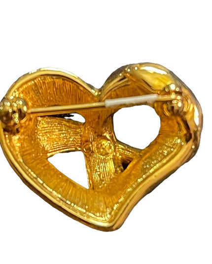 Authentic Swarovski crystal sparkle heart brooch marked swan