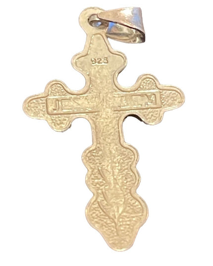 Sterling silver textured Jerusalem 925 Cross Jesus Religious pendant