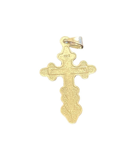 Sterling silver textured Jerusalem 925 Cross Jesus Religious pendant