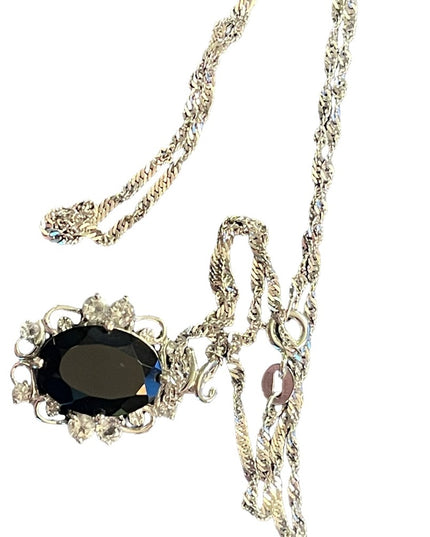 Sterling silver blue stone crystal 925 Necklace & pendant
