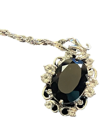 Sterling silver blue stone crystal 925 Necklace & pendant