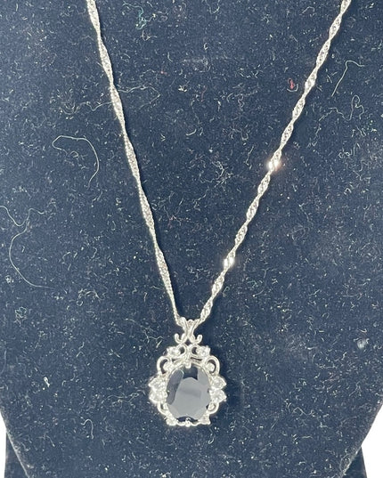 Sterling silver blue stone crystal 925 Necklace & pendant
