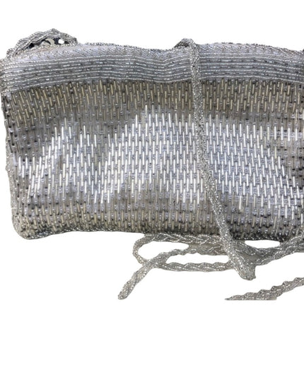 Vintage silver bead shoulder purse Evening wedding