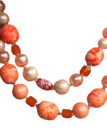 Vintage 1950s Plastic and glass necklace Orange