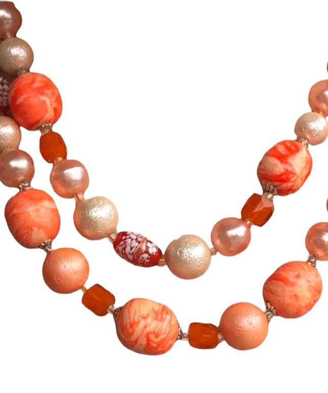 Vintage 1950s Plastic and glass necklace Orange