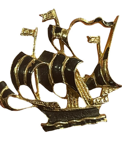 VTG sailing ship Nordic gold tone brooch nautical