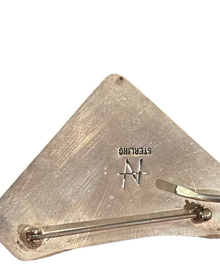 Vintage sterling silver  925 Modernist brutalist Designer glass pendant