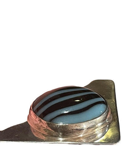 Vintage sterling silver  925 Modernist brutalist Designer glass pendant